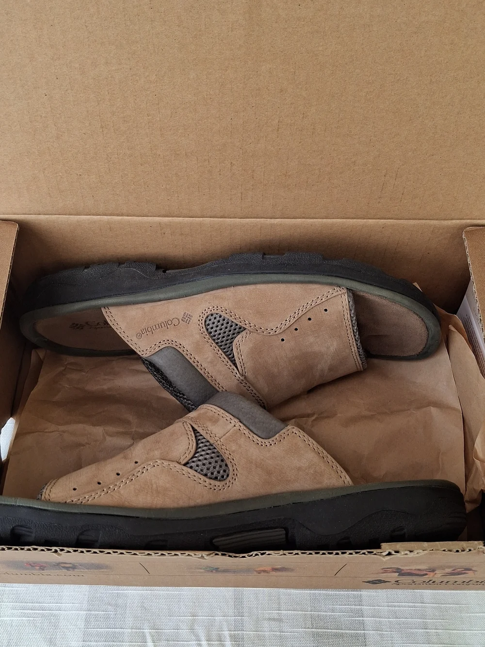 NIB Columbia Men's Brown Tan Suede Slide Sandals Size 10